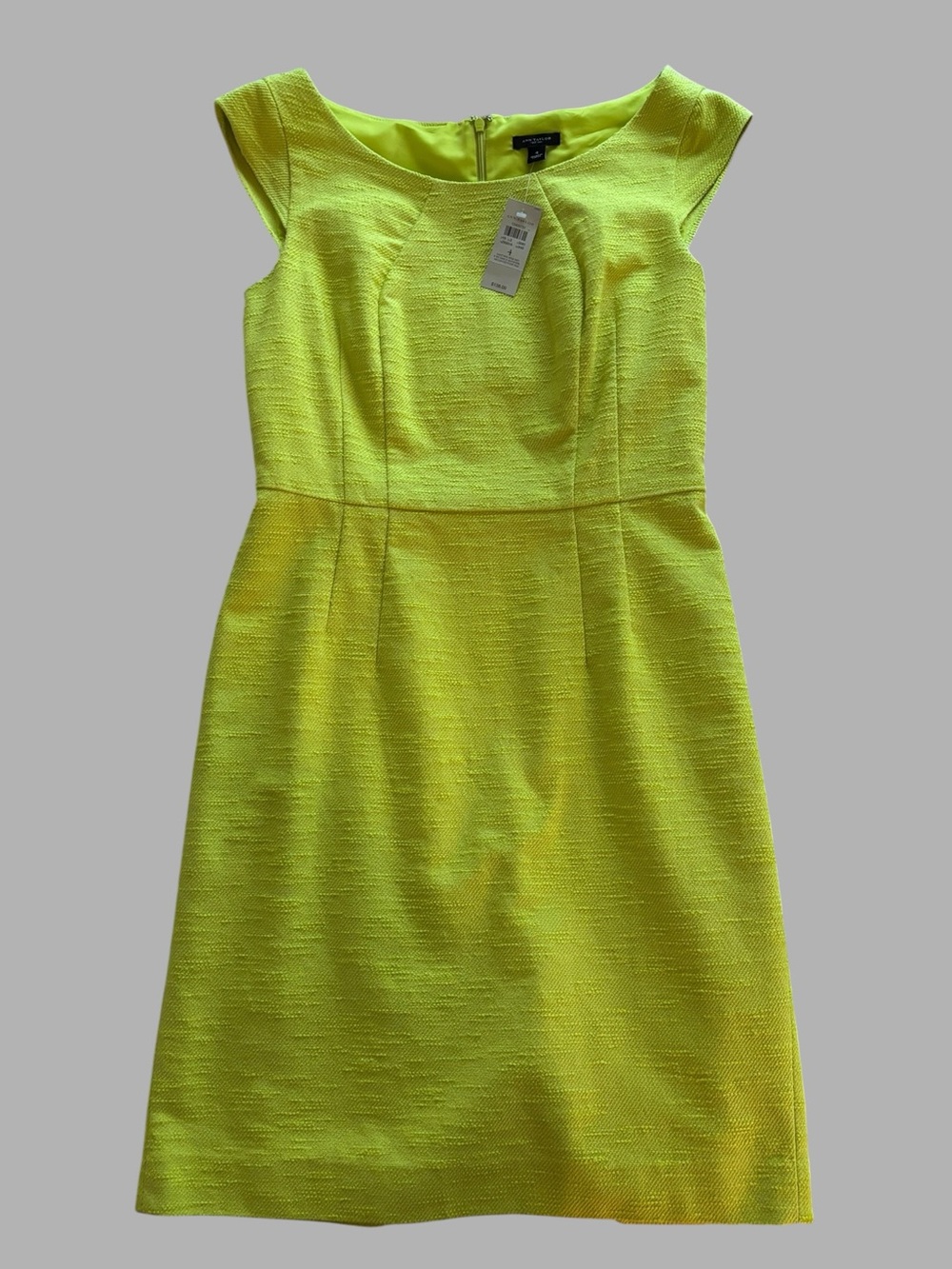 Bright yellow/green cap sleeve sheath dress size 4 - Picture 3 of 8